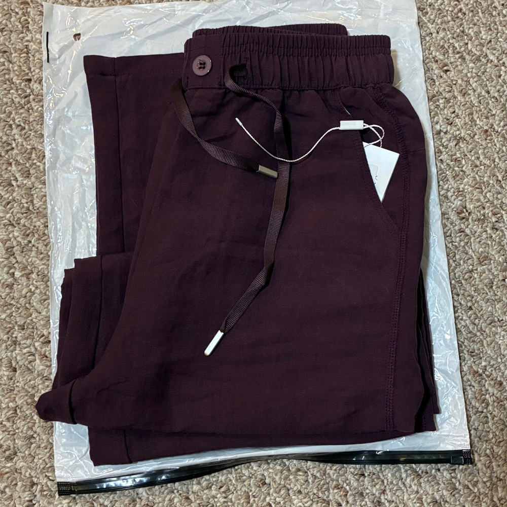 NIP!!!Deep Purple Linen Blend Wide Leg Drawstring Pants. Size Small - Picture 9 of 9